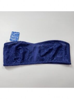 Free People NWT Navy Lace Bandeau Bralette Strapless Floral Lace Bra S Layering